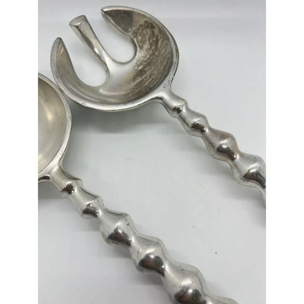 Deco aluminum Beaded SALAD SERVING Fork Spoon Silverware Serving Set 13